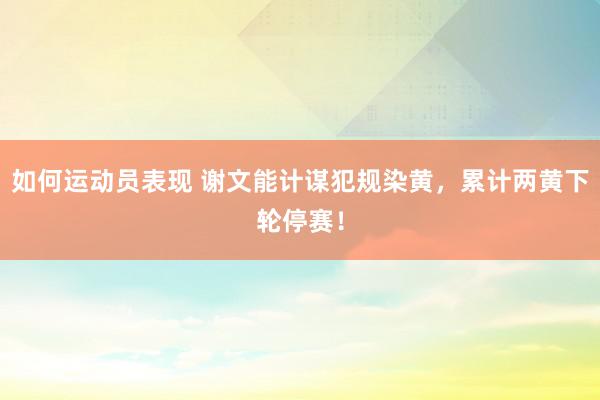 如何运动员表现 谢文能计谋犯规染黄，累计两黄下轮停赛！