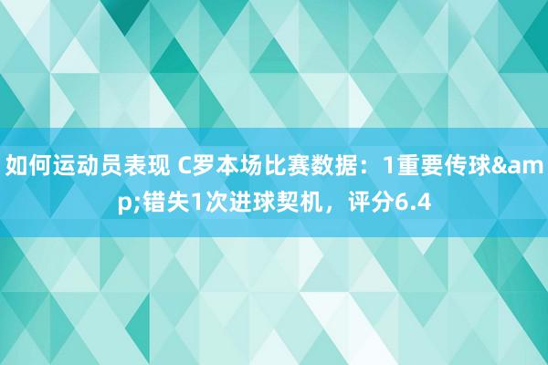 如何运动员表现 C罗本场比赛数据：1重要传球&错失1次进球契机，评分6.4