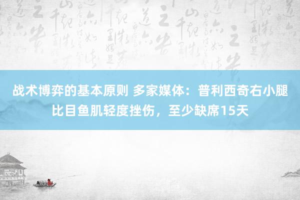 战术博弈的基本原则 多家媒体：普利西奇右小腿比目鱼肌轻度挫伤，至少缺席15天