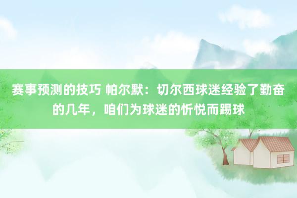 赛事预测的技巧 帕尔默：切尔西球迷经验了勤奋的几年，咱们为球迷的忻悦而踢球